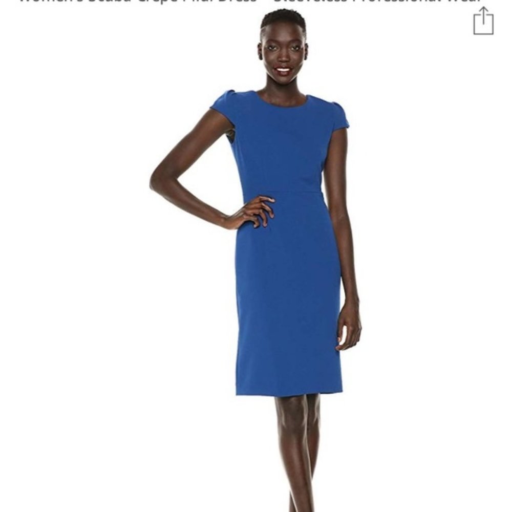 Betsey Johnson Blue Puff-Sleeve Scuba Dress 8